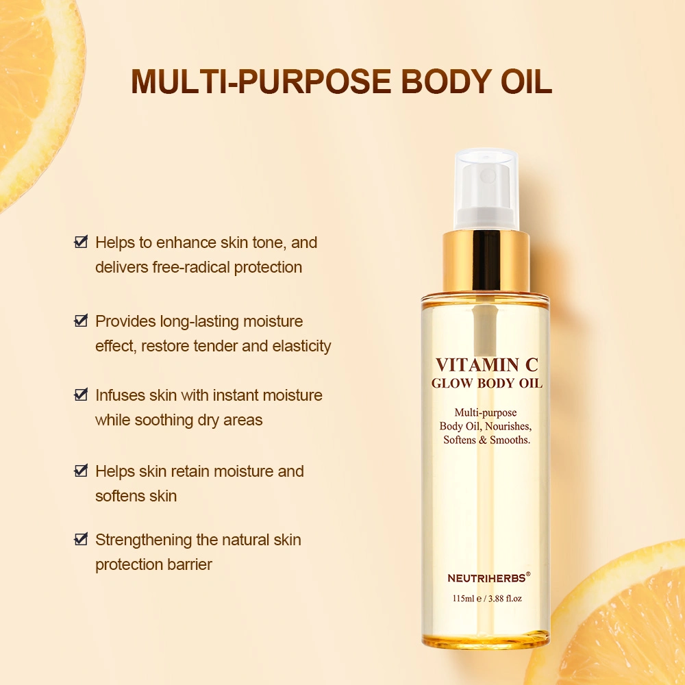 Wholesale Natural Herbal Brightening Glowing Vitamin C Body Oil