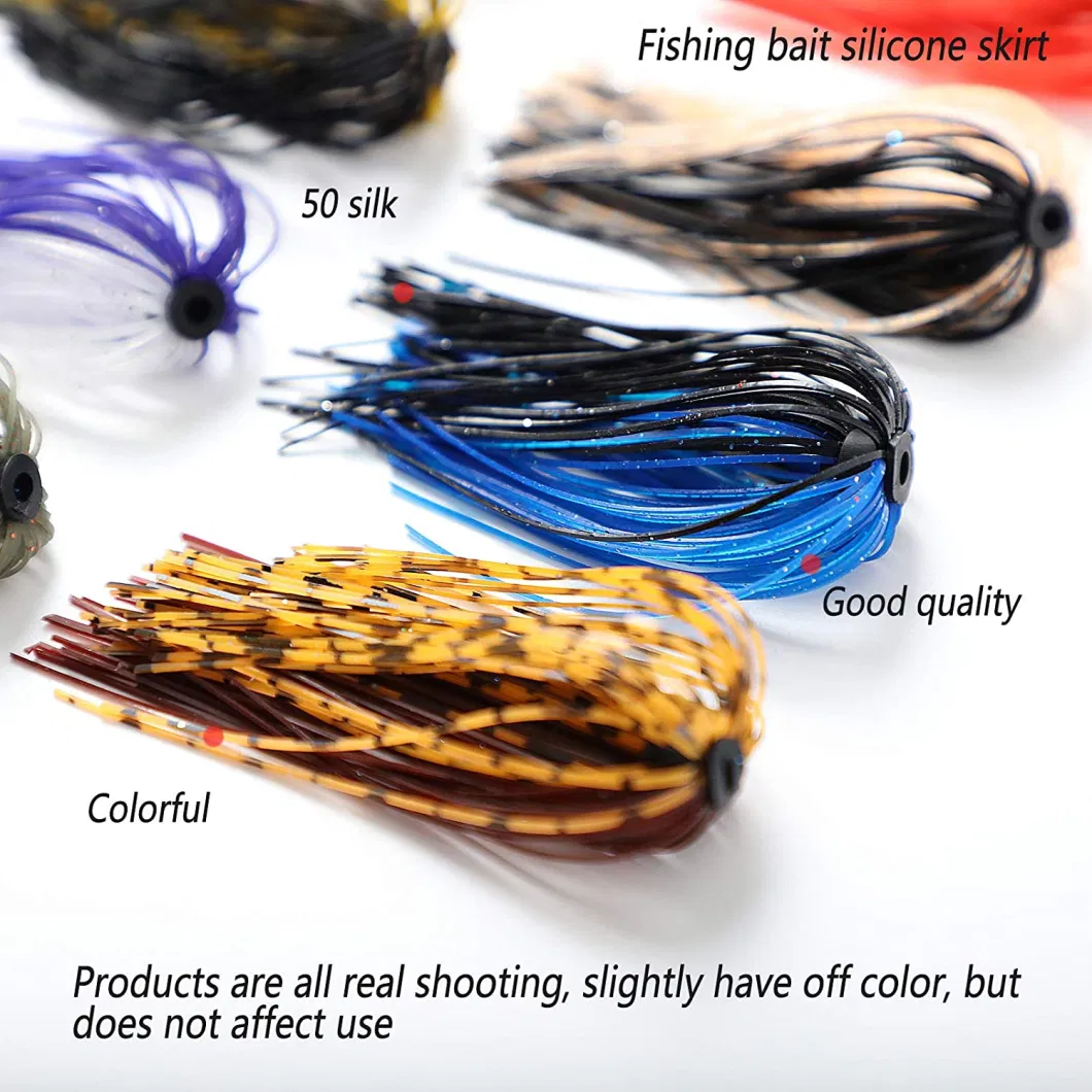 Silicone Jig Skirts DIY Rubber Skirt Fishing Bass Jig Lures 50 Strands Fishing Lure Skirt Replacement for Spinnerbaits Bass Buzzbaits Fishing Jigs Trailers